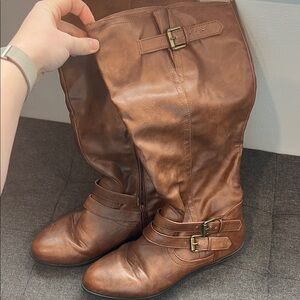 Women’s Brown Tall Buckle Riding Boots